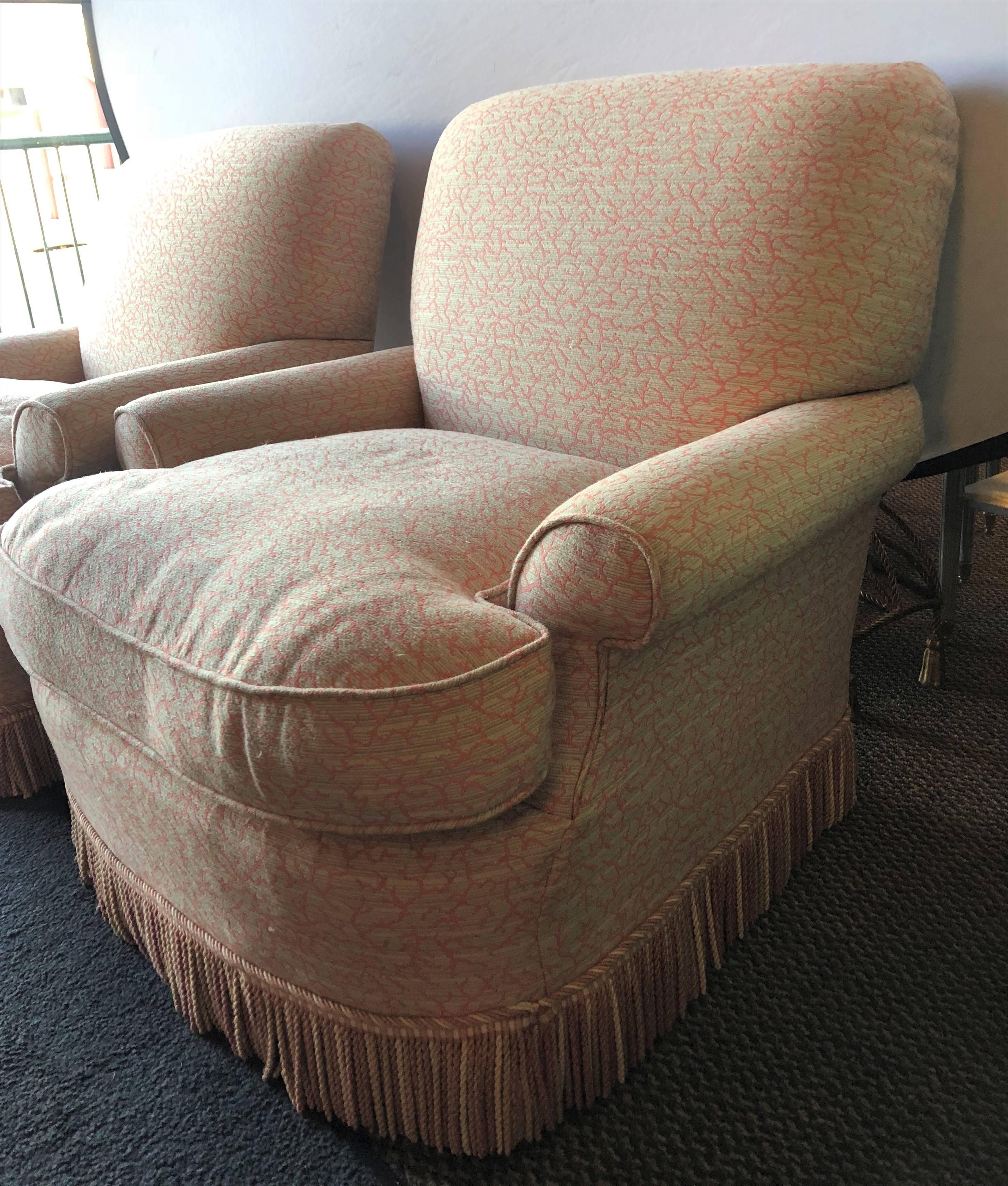 Pair of Overstuffed Arm or Lounge Chairs 1
