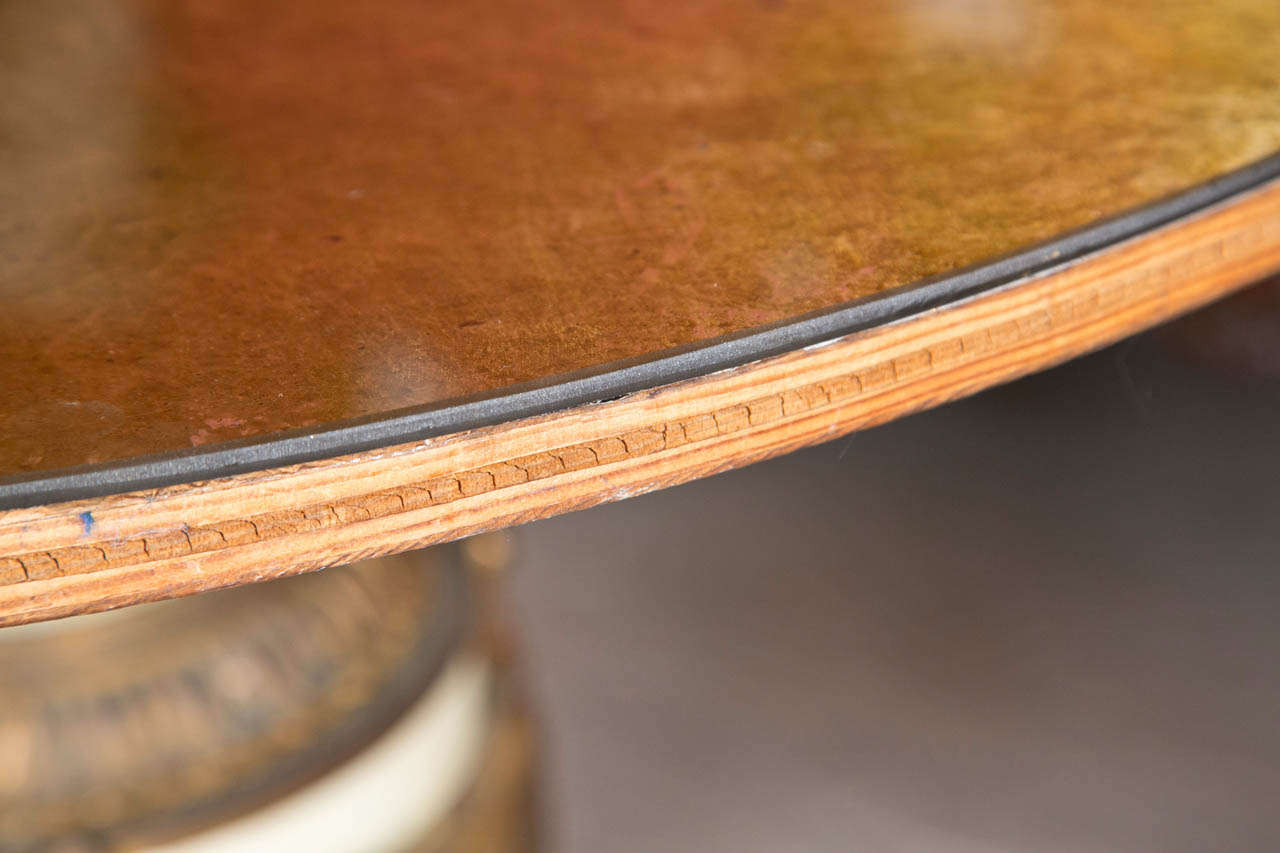 20th Century Antique Finely Decorated Urn Form Base Verne Églomisé Center Glass Top Table