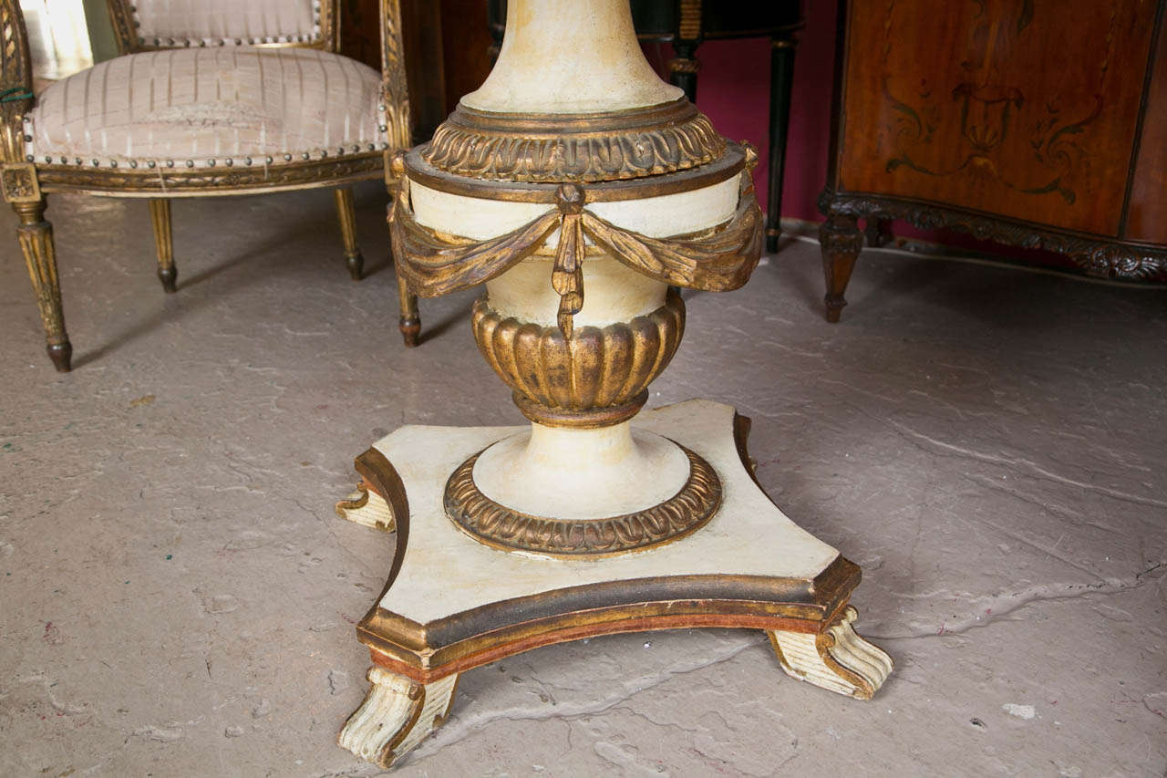 Antique Finely Decorated Urn Form Base Verne Églomisé Center Glass Top Table 1