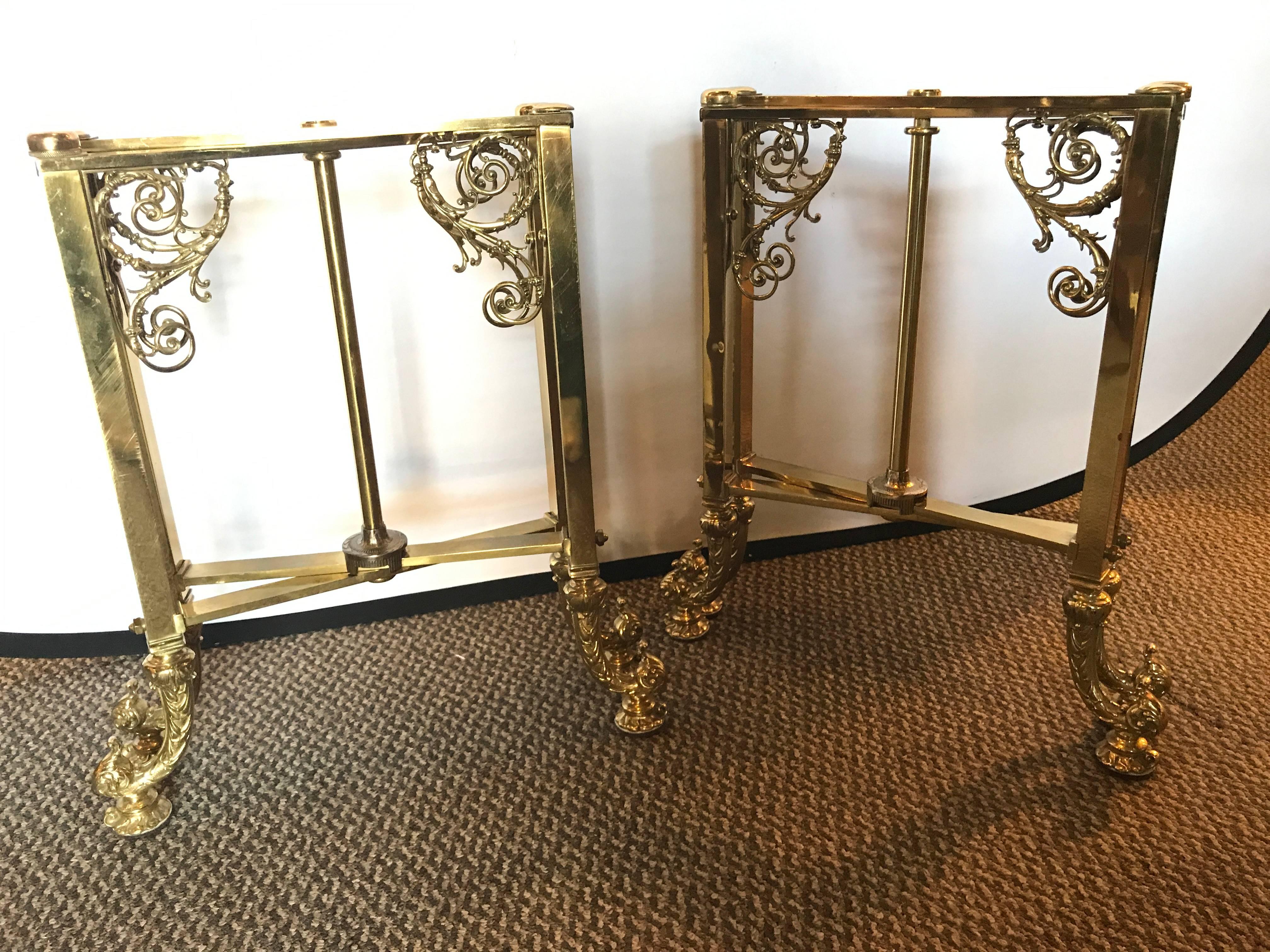 20th Century Pair of Fine Bronze Based End Tables with Glass Tops For Sale