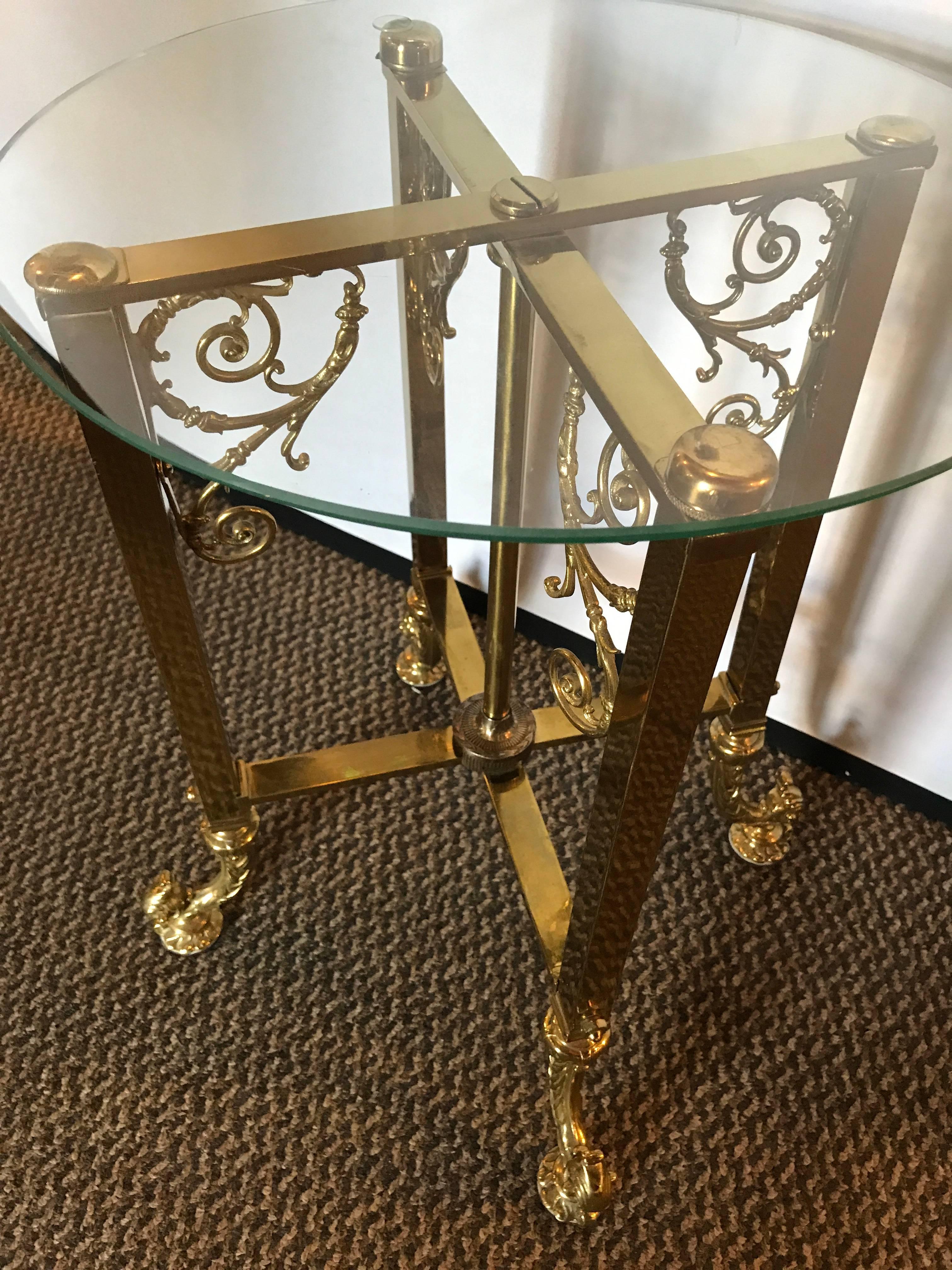 Pair of Fine Bronze Based End Tables with Glass Tops For Sale 5