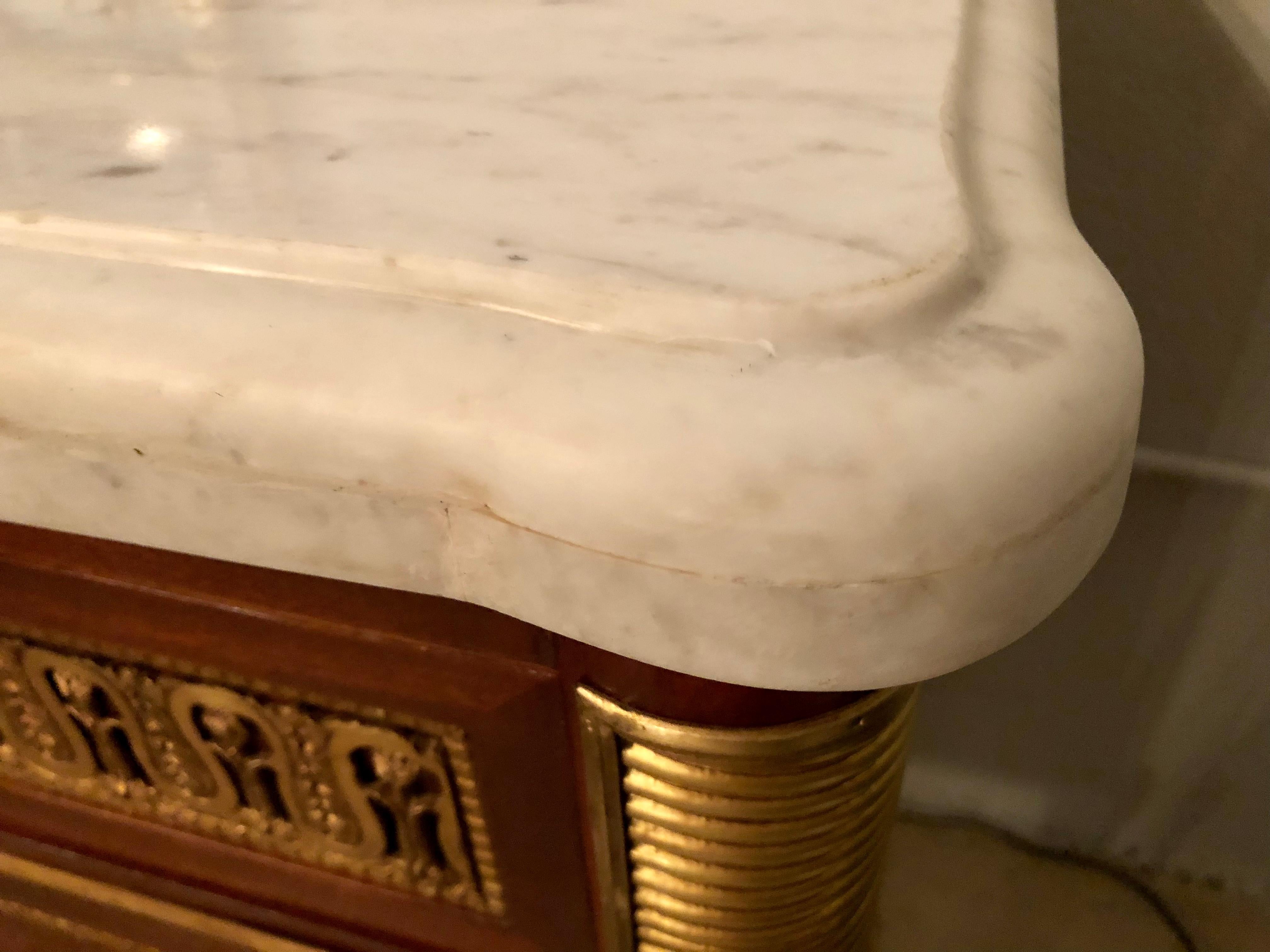 Pair Monumental Louis XVI Style Marble-Top Commodes Maison Jansen  5