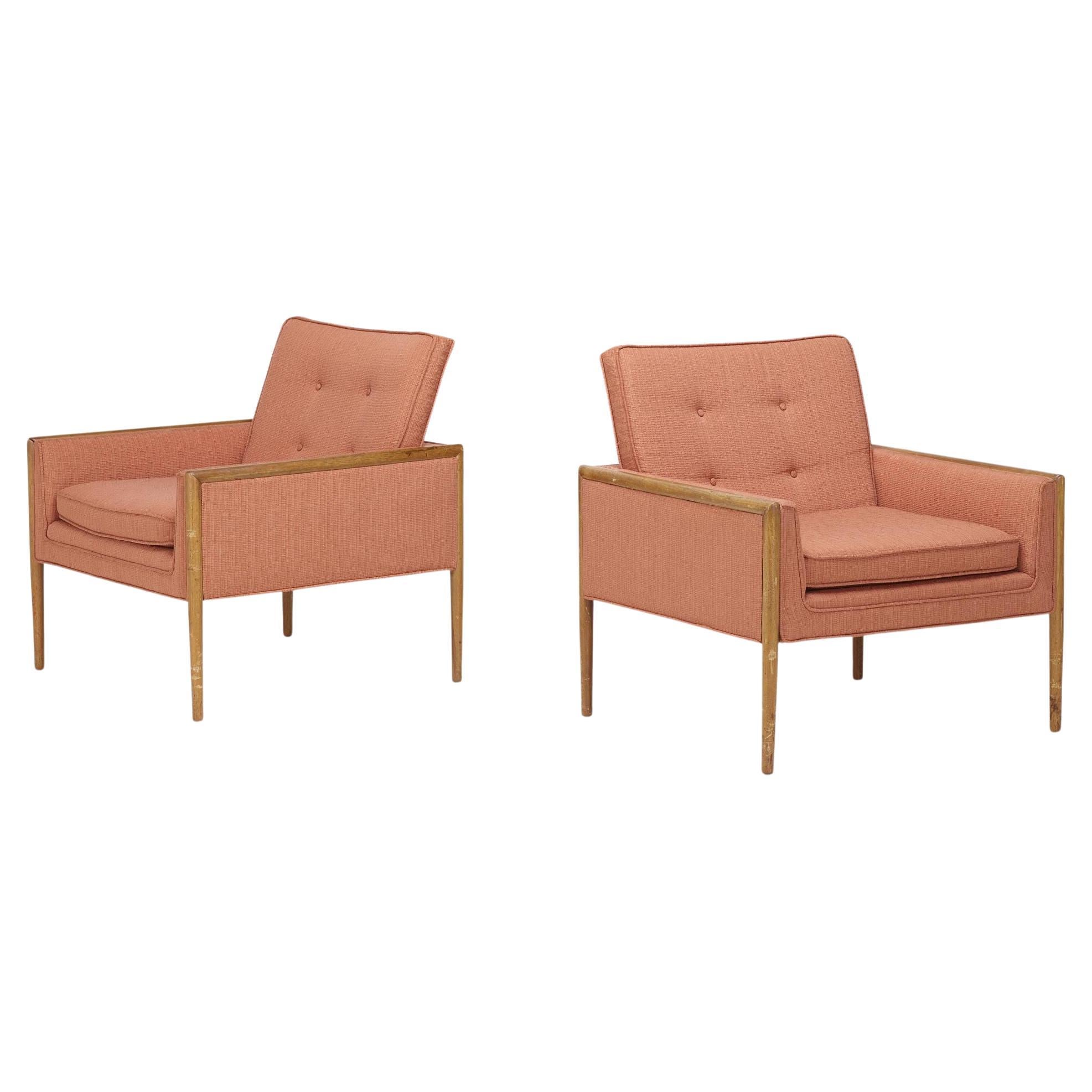 Pair of Mid-Century Modern Lounge Chairs, American, Walnut, 1960s For Sale