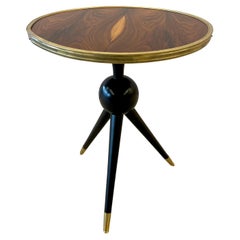 Mid-Century Modern Style End / Lamp Table Ebony Bronze Base and Rosewood