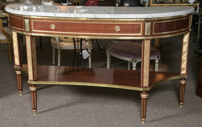 Pair of Palatial Neoclassical Style Demilune Consoles by Maison Jansen 2