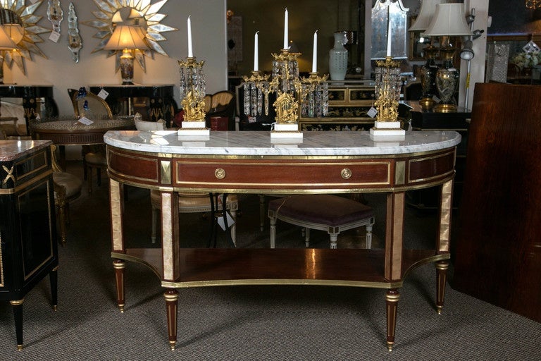 Pair of Palatial Neoclassical Style Demilune Consoles by Maison Jansen 3