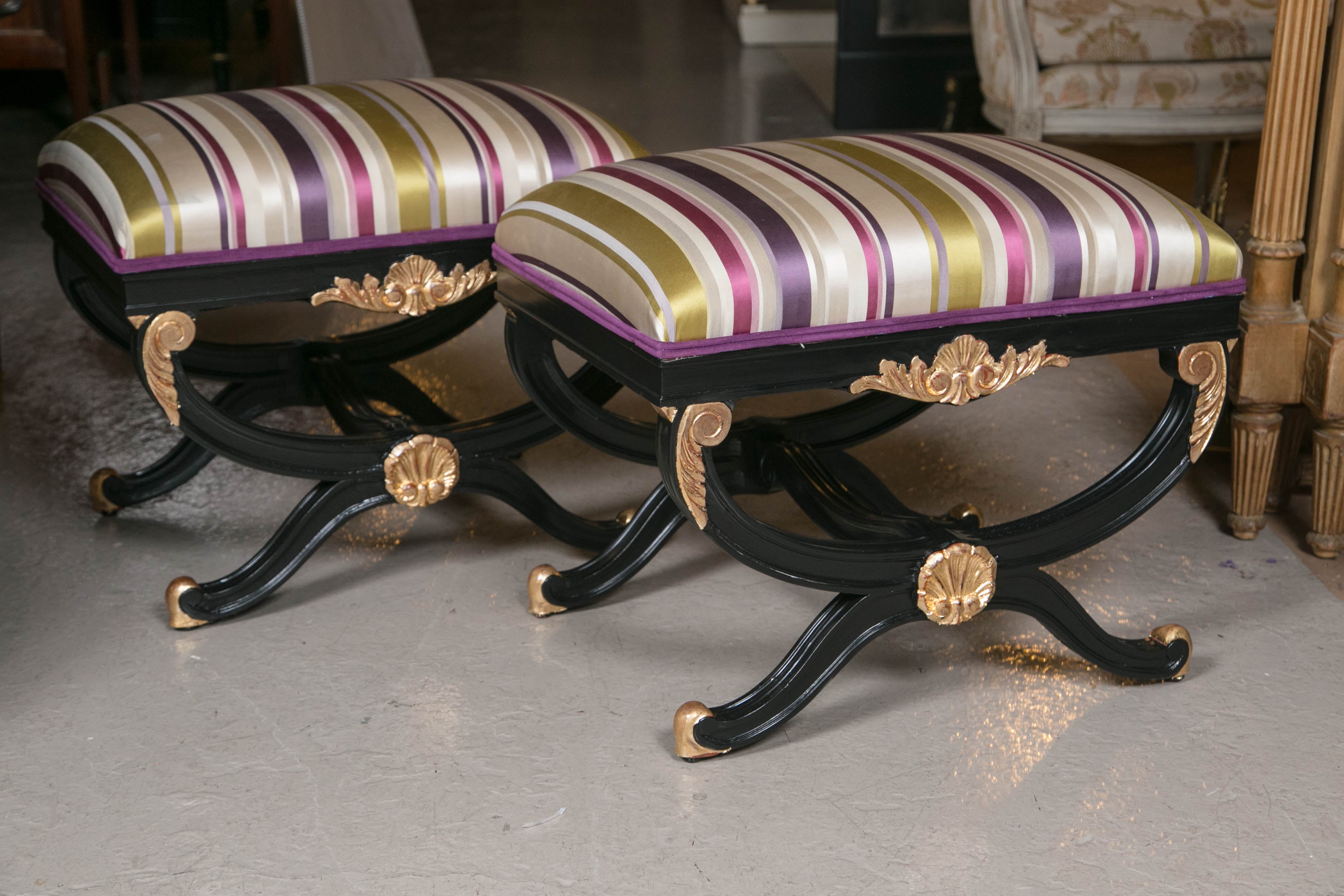 Pair of Maison Jansen Style X Benches or Footstools