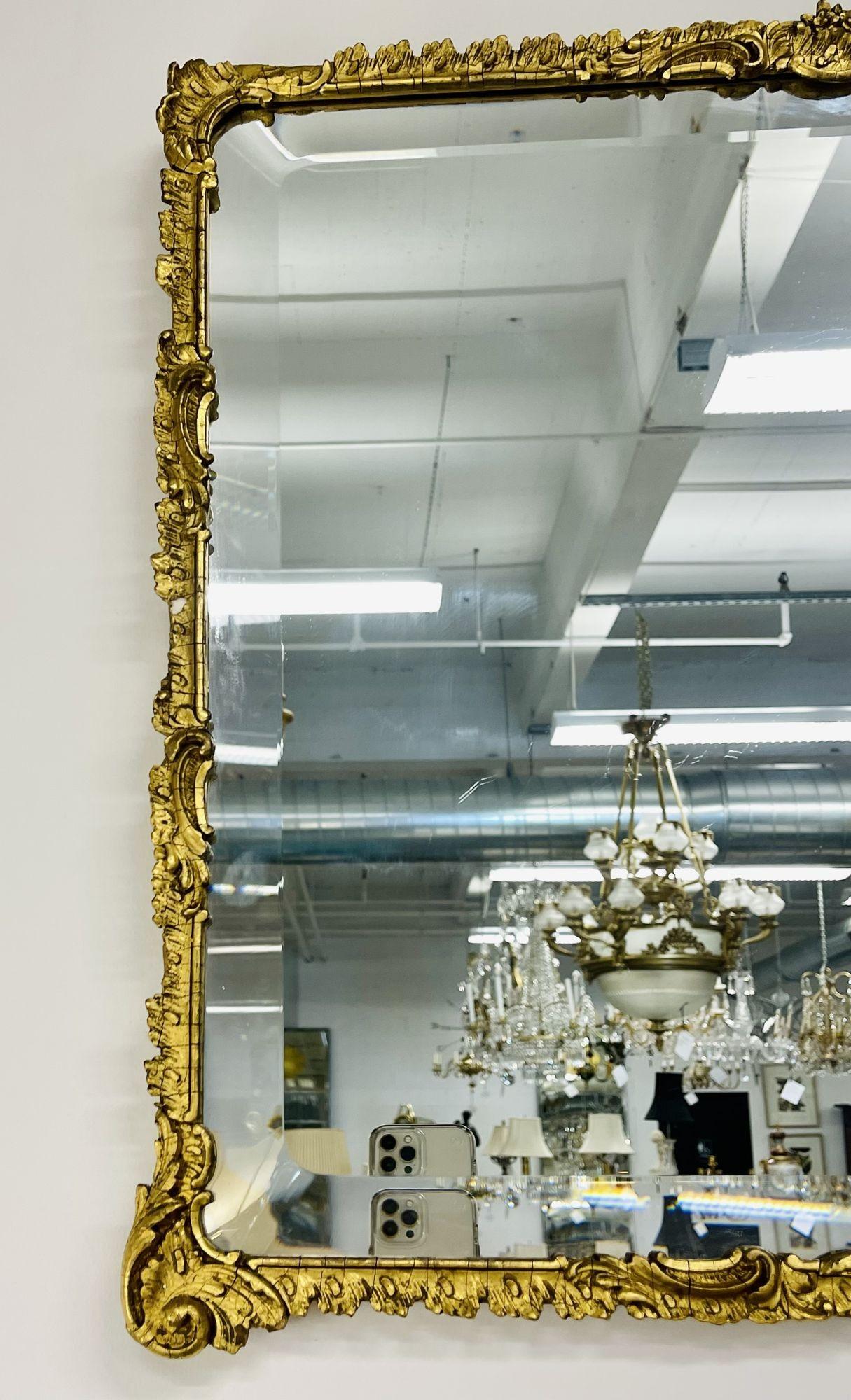 Italian Giltwood Gesso Wall or Console Mirrors, Beveled Mirror, Circa 1930s For Sale
