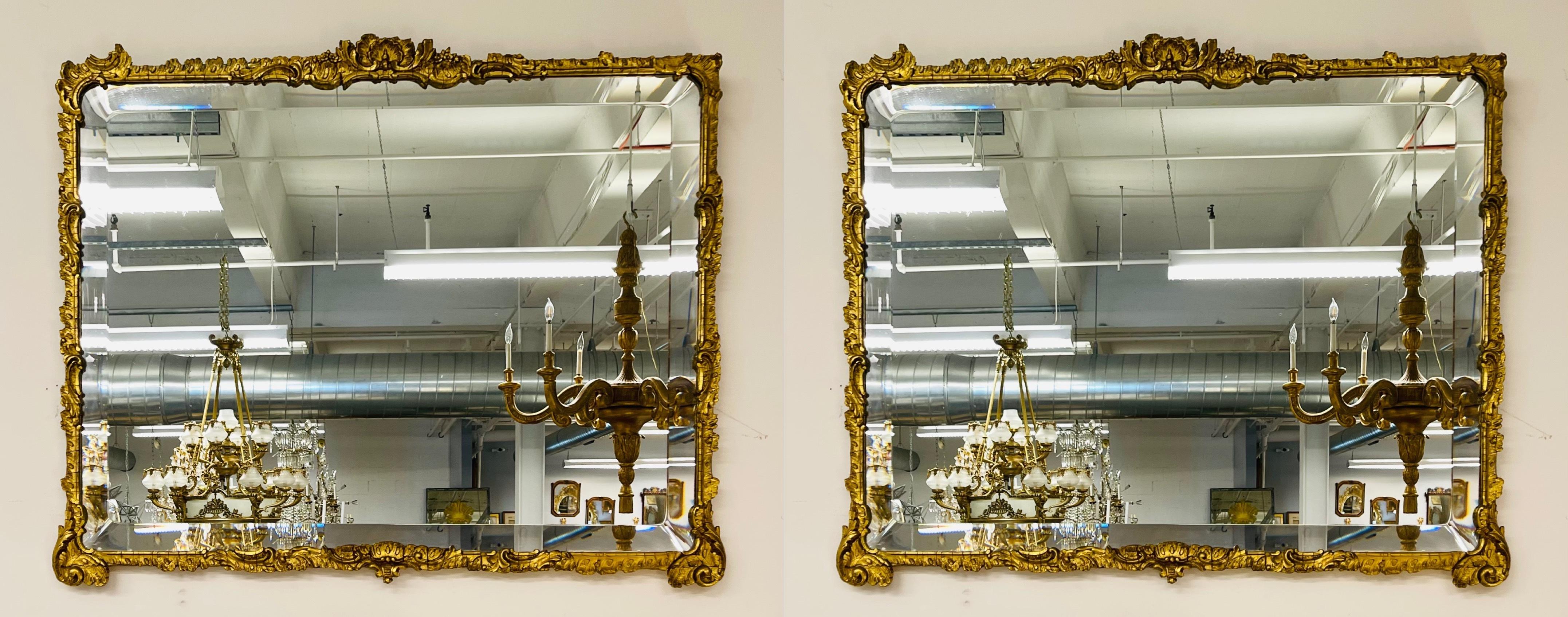 Vergoldete Gesso-Wand- oder Konsolenspiegel, abgeschrägter Spiegel, ca. 1930er Jahre im Angebot 2