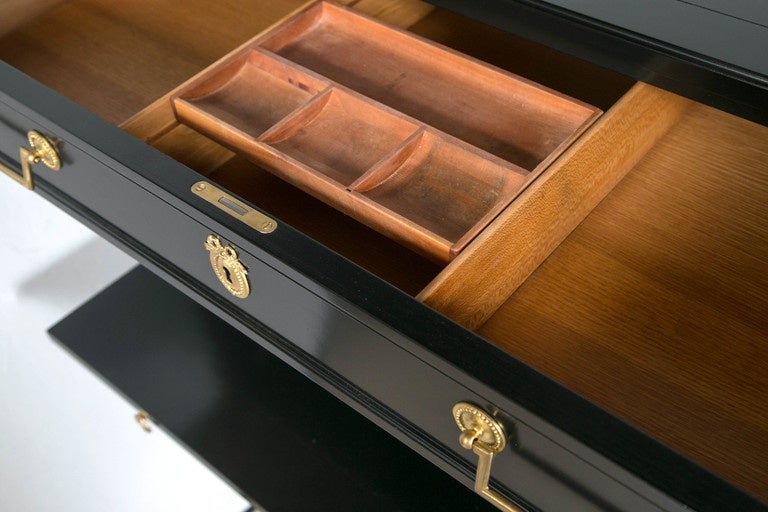 Pair of Ebonized French Louis XVI Style Jansen Chests In Good Condition In Stamford, CT