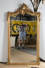 Gilt Wood Pier Mirror with Carved Crest Gilt Wood Pier Mirror with Carved Crest