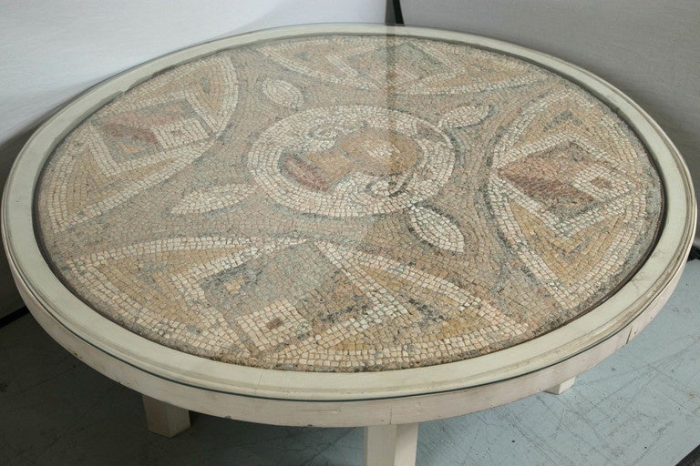 Stone Mosiac Floor Tile Mounted as a Coffee Table