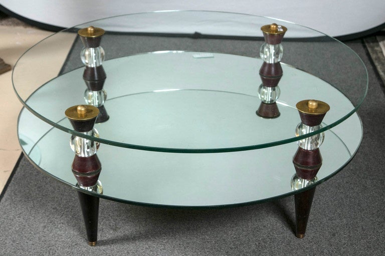 Hollywood Regency Art Deco Glass and Mirror Coffee Table Mid-Century Modern