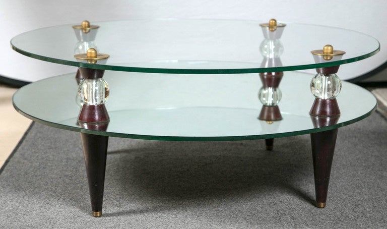 American Art Deco Glass and Mirror Coffee Table Mid-Century Modern