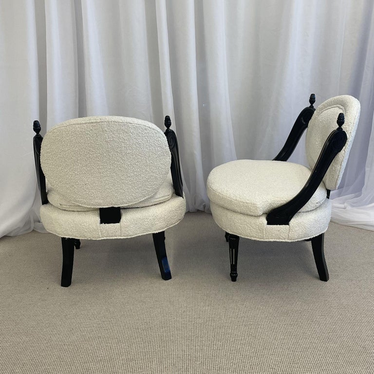 Hollywood Regency Ebony Boudoir, Fauteuil Chairs, New Boucle, Bronze,  Jansen For Sale at 1stDibs | boudoir chairs with arms