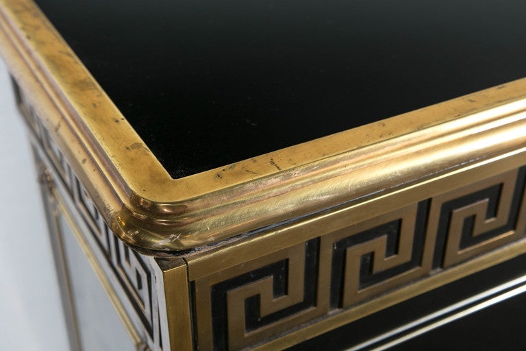 Hollywood Regency Ebonized Greek Key Design Commode