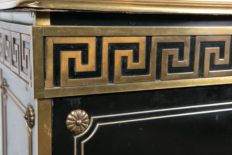 French Ebonized Greek Key Design Commode