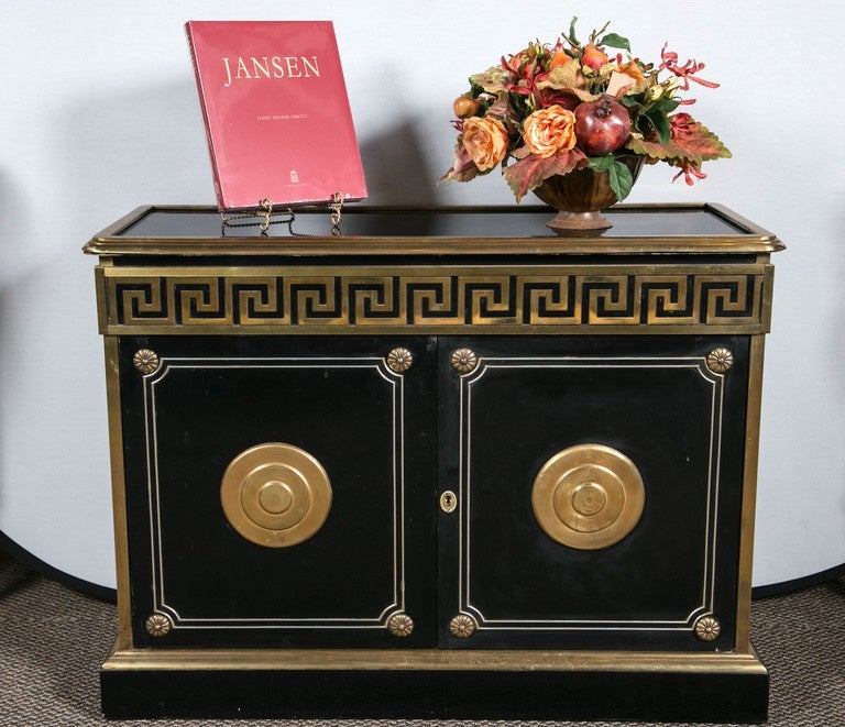 Ebonized Greek Key Design Commode In Good Condition In Manhasset, NY