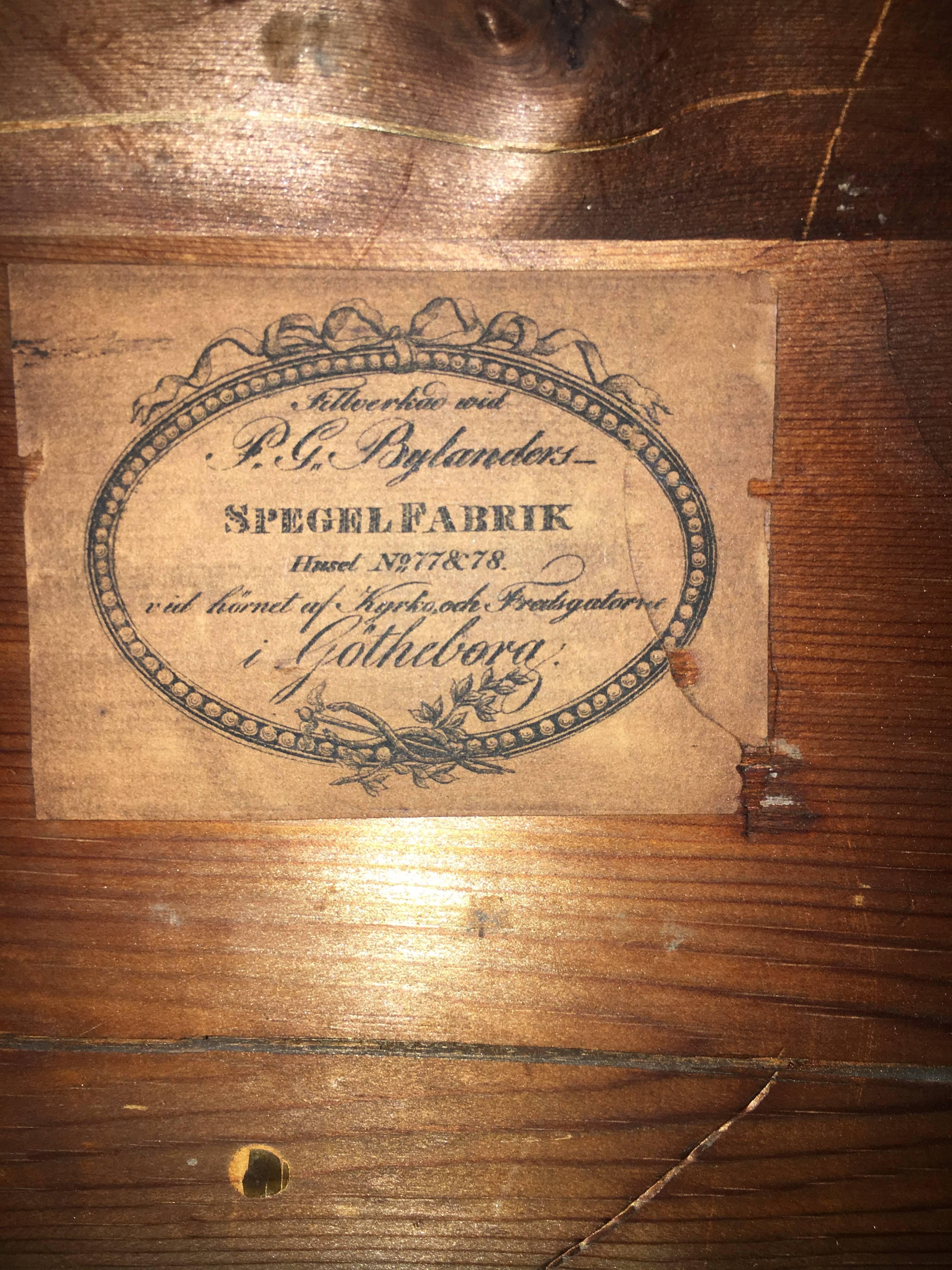 PG Bylanders, Néoclassique, Console, Miroir, Wood Wood Brown, Dorure, Suède 1820s en vente 8
