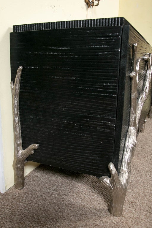 Ebonized Sideboard with Silver Gilt Metal Drawer Pulls 3