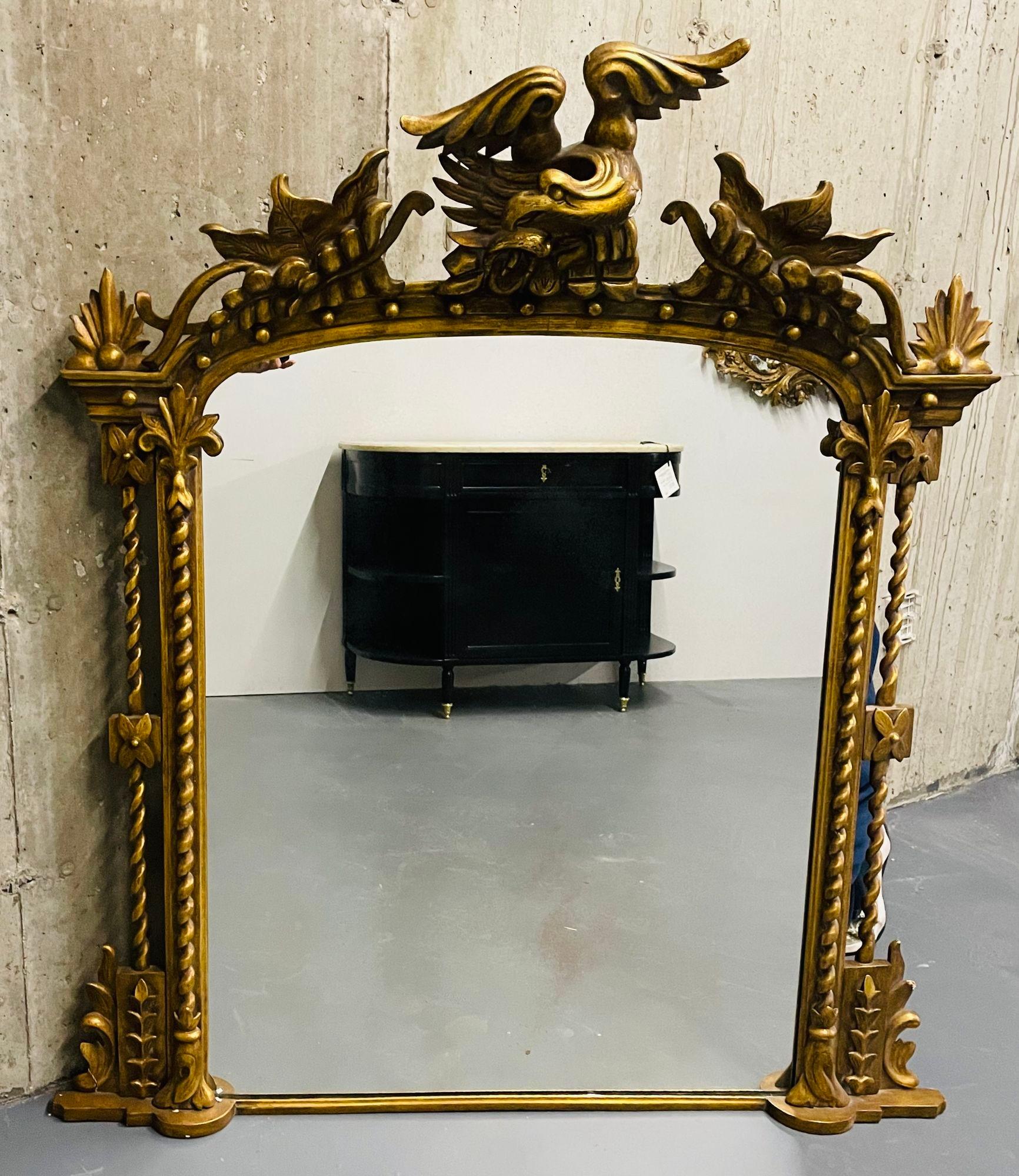 Antique Federal Style Carved Giltwood Wall / console / Pier mirror, 1900s

A finely carved versatile mirror that can be used on the floor or over the mantle, console or hanging on the wall. This quality large and impressive clear clean center