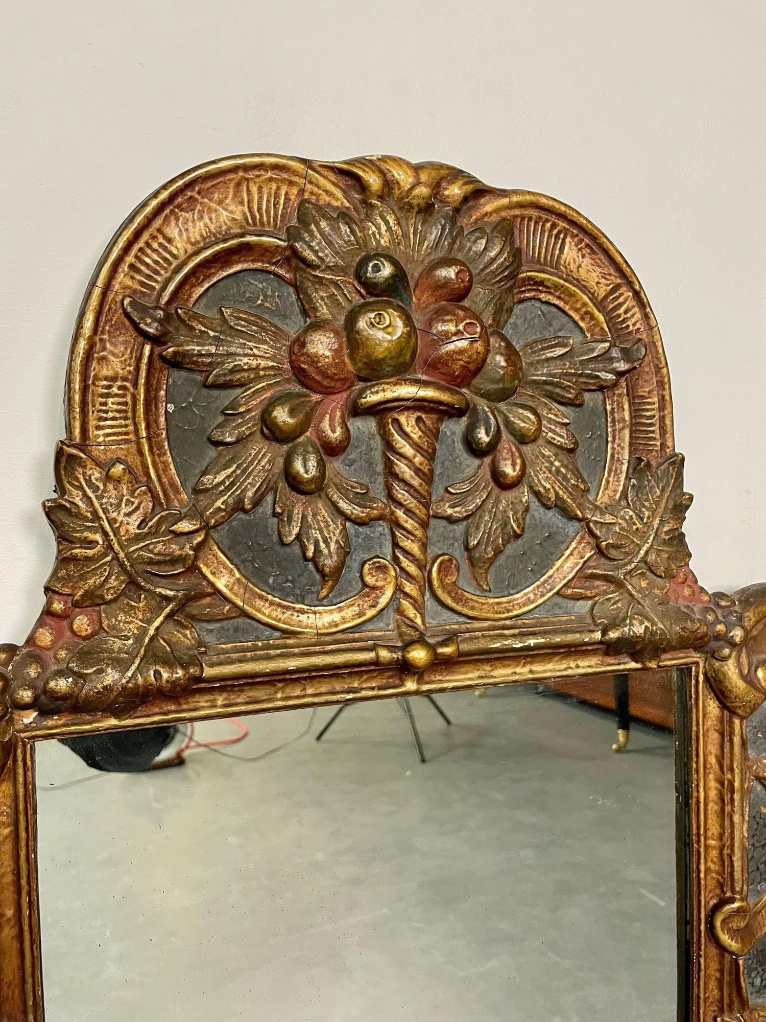 Miroir mural italien gustavien, miroir-console à motif de corne d'abondance, décoré à la feuille dorée en vente 2