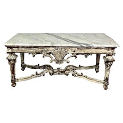 Italian Faux Marble Top Centre or Dining Table, Gustavian, Paint Distressed