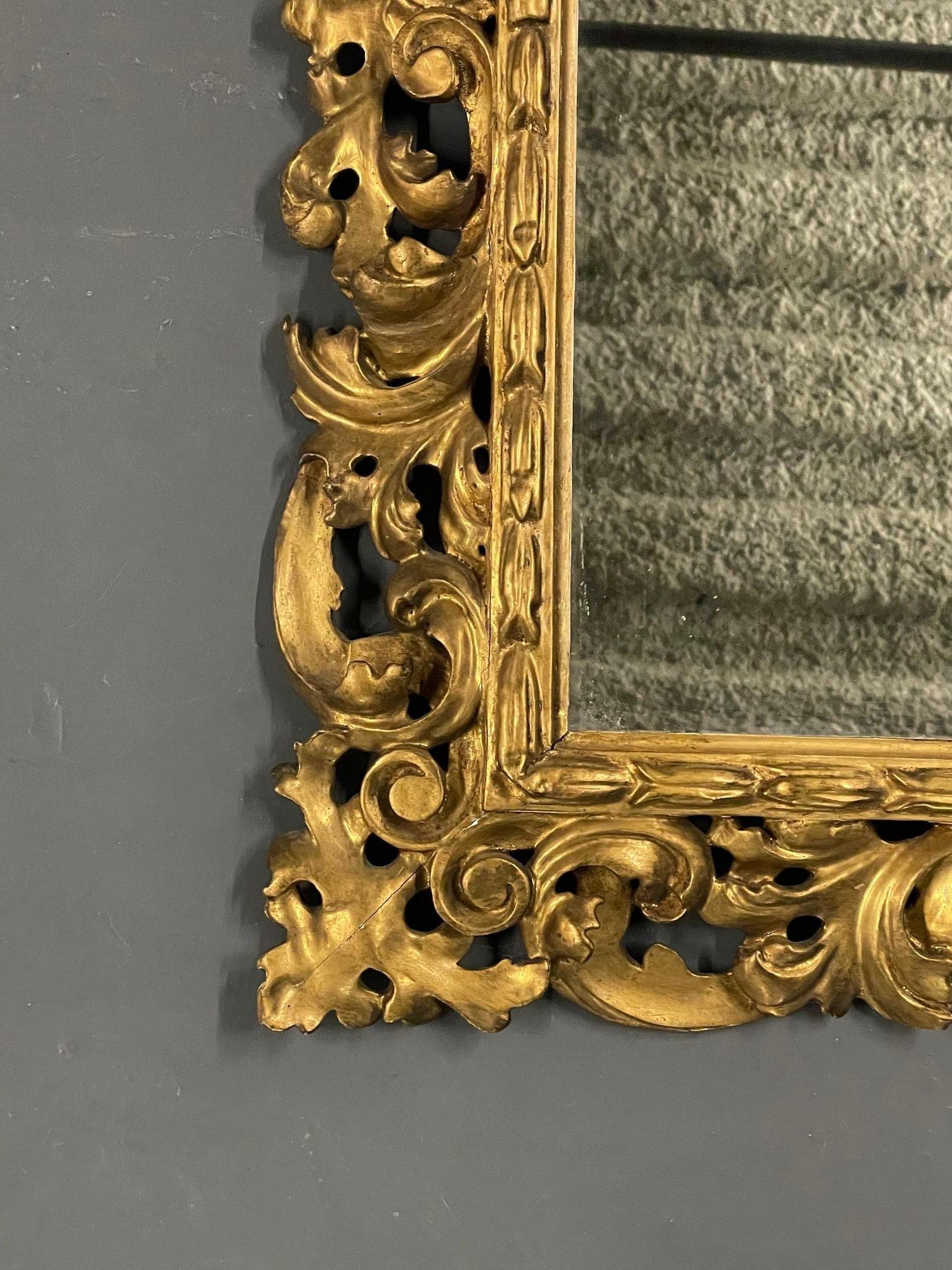Miroir mural / console / miroir d'embarcadère carré, en bois doré, en vente 3