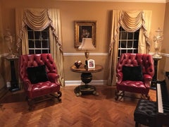 Pair of Oversized Tufted Leather Wingback Chairs