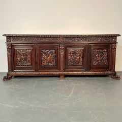 Monumental Renaissance Revival Sideboard, Heavily Carved, Mahogany, Branded