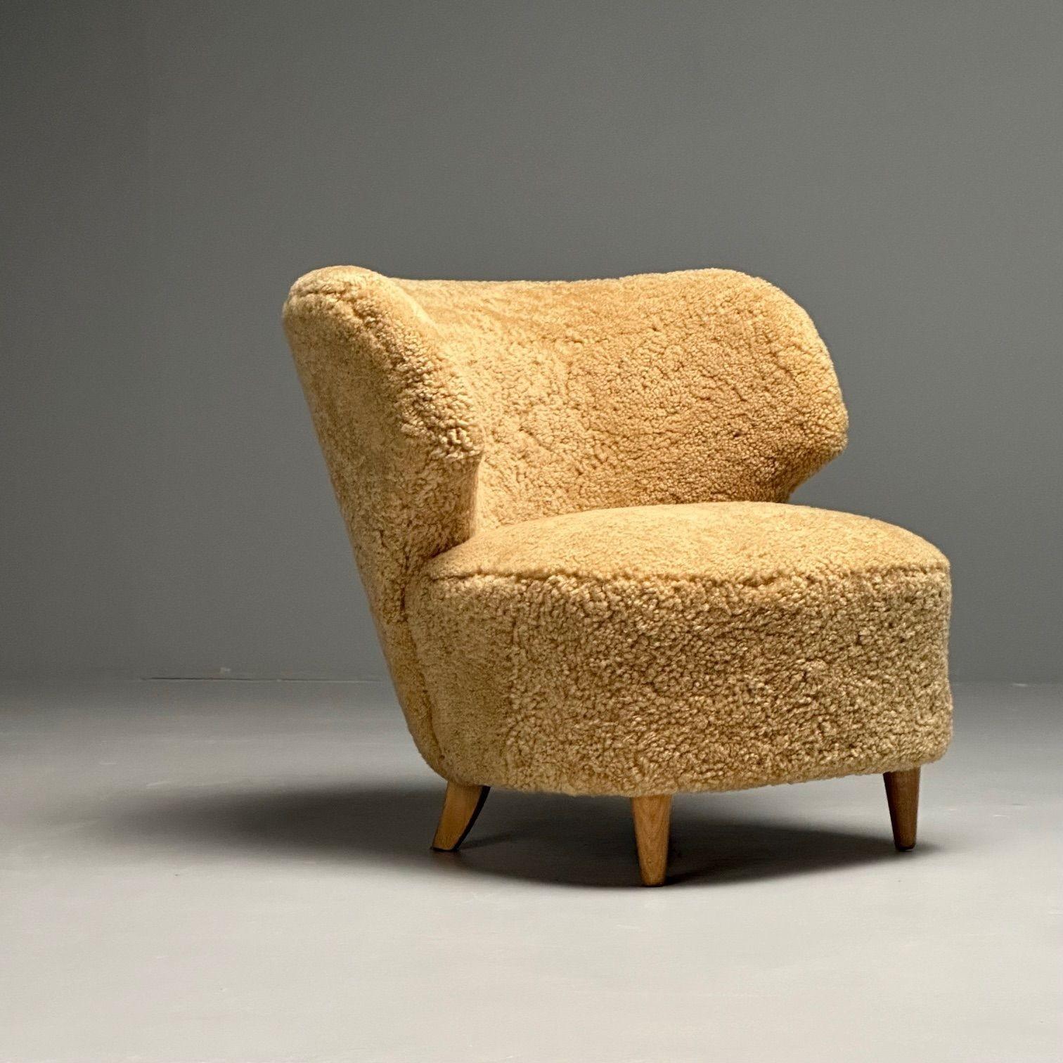Sven Staaf Attrib., Swedish Mid-Century Modern, Lounge Chairs, Sheepskin, Birch 2