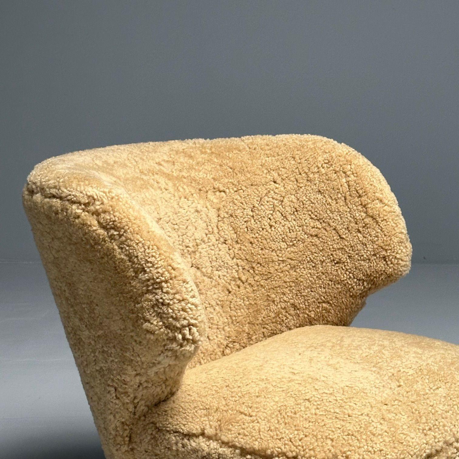Sven Staaf Attrib., Swedish Mid-Century Modern, Lounge Chairs, Sheepskin, Birch 7