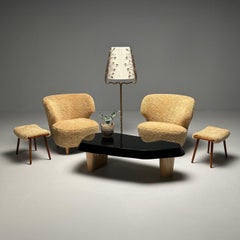 Sven Staaf Attrib., Swedish Mid-Century Modern, Lounge Chairs, Sheepskin, Birch