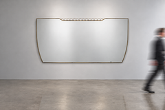 Osvaldo Borsani Attr, Monumental Wall Mirror, Tinted Mirror, Brass, Italy, 1940s