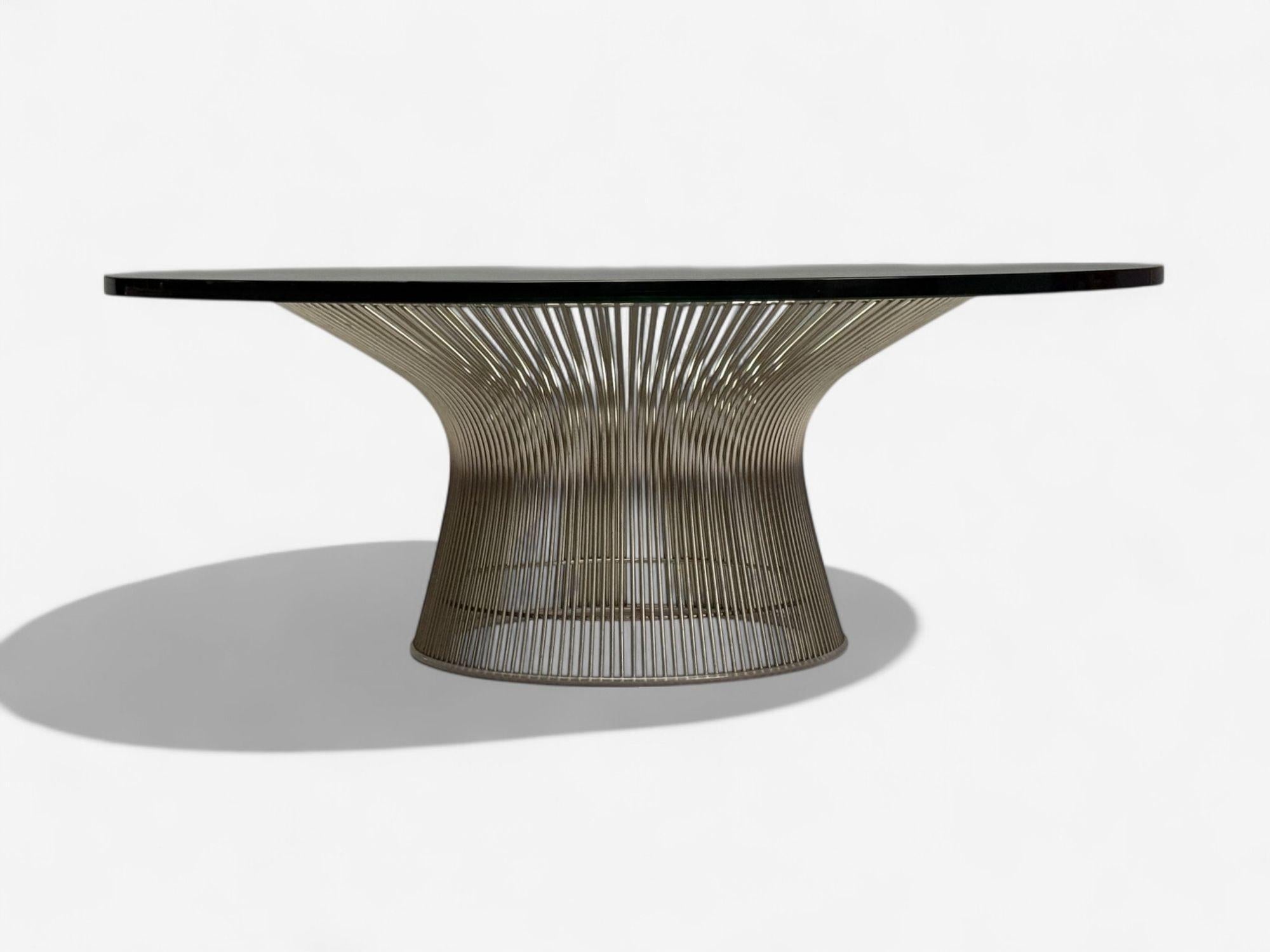 Warren Platner, Tavolino da caffè in acciaio e vetro, Stati Uniti, 21° C. In condizioni buone in vendita a Manhasset, NY