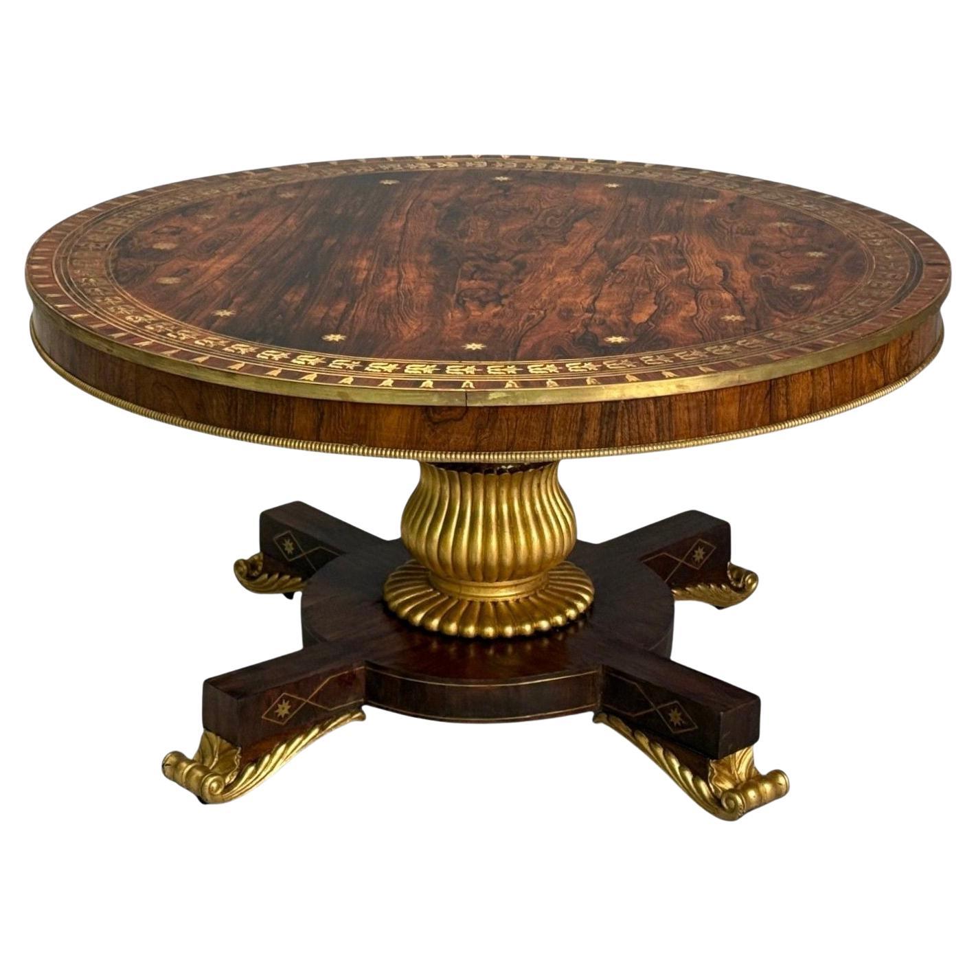 Russian Neoclassical, Rosewood, Brass Inlay, Monumental Center Table, 19th c. For Sale
