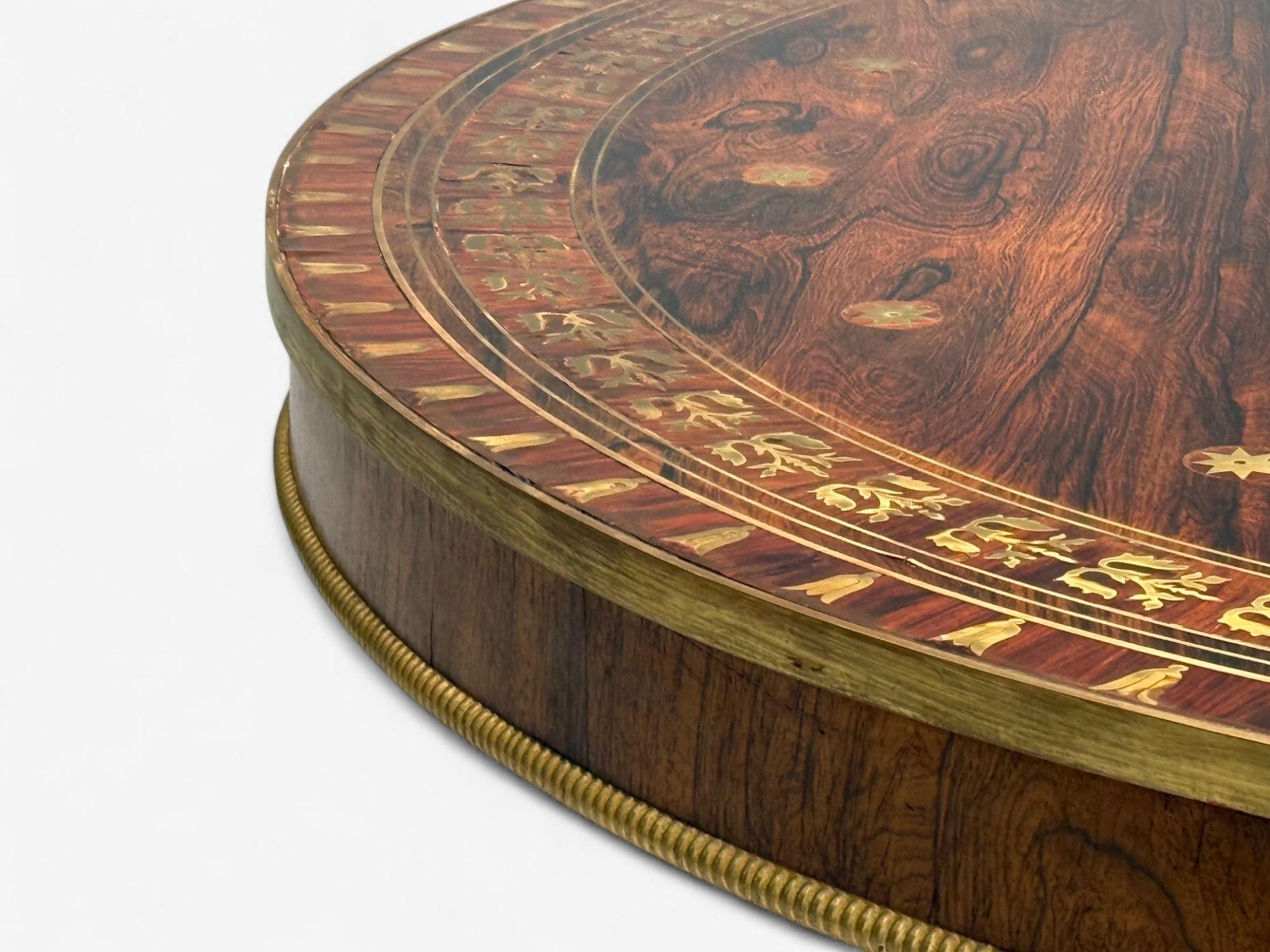 19th Century Russian Neoclassical, Rosewood, Brass Inlay, Monumental Center Table, 19th c. For Sale