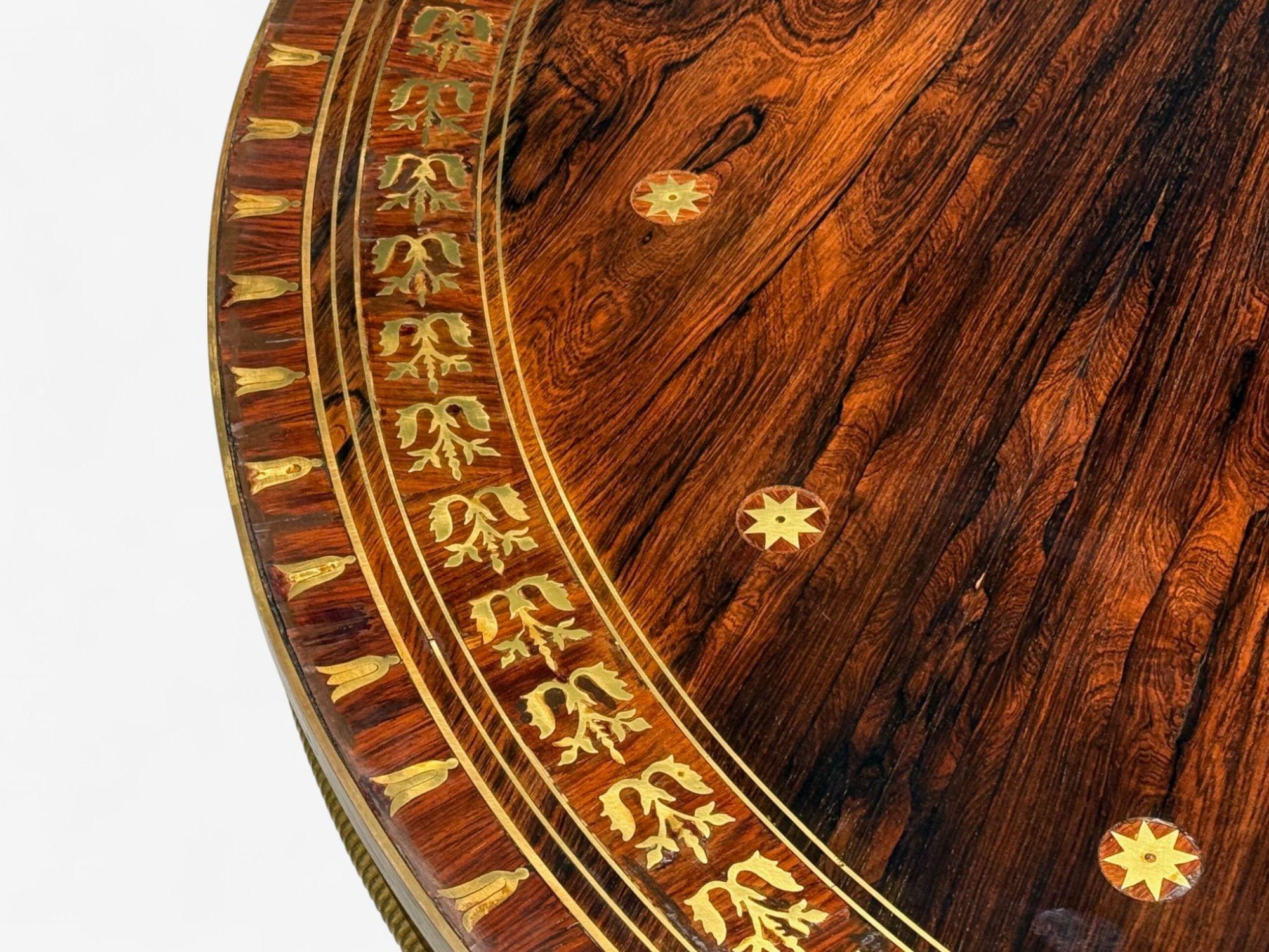 Russian Neoclassical, Rosewood, Brass Inlay, Monumental Center Table, 19th c. For Sale 3