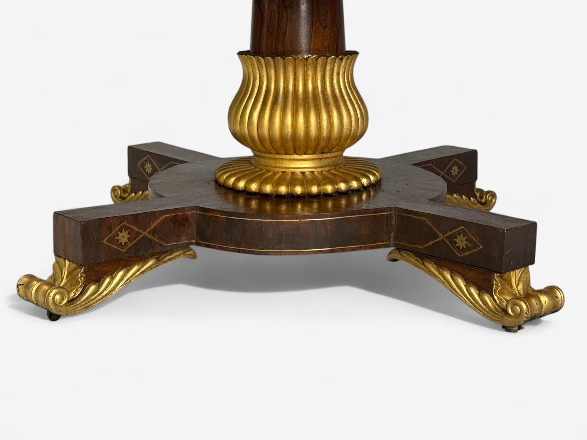 Russian Neoclassical, Rosewood, Brass Inlay, Monumental Center Table, 19th c. For Sale 4
