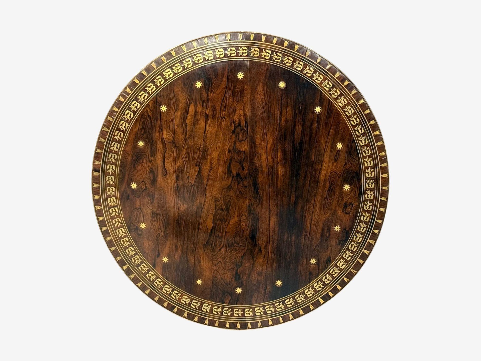 Russian Neoclassical, Rosewood, Brass Inlay, Monumental Center Table, 19th c. For Sale 2