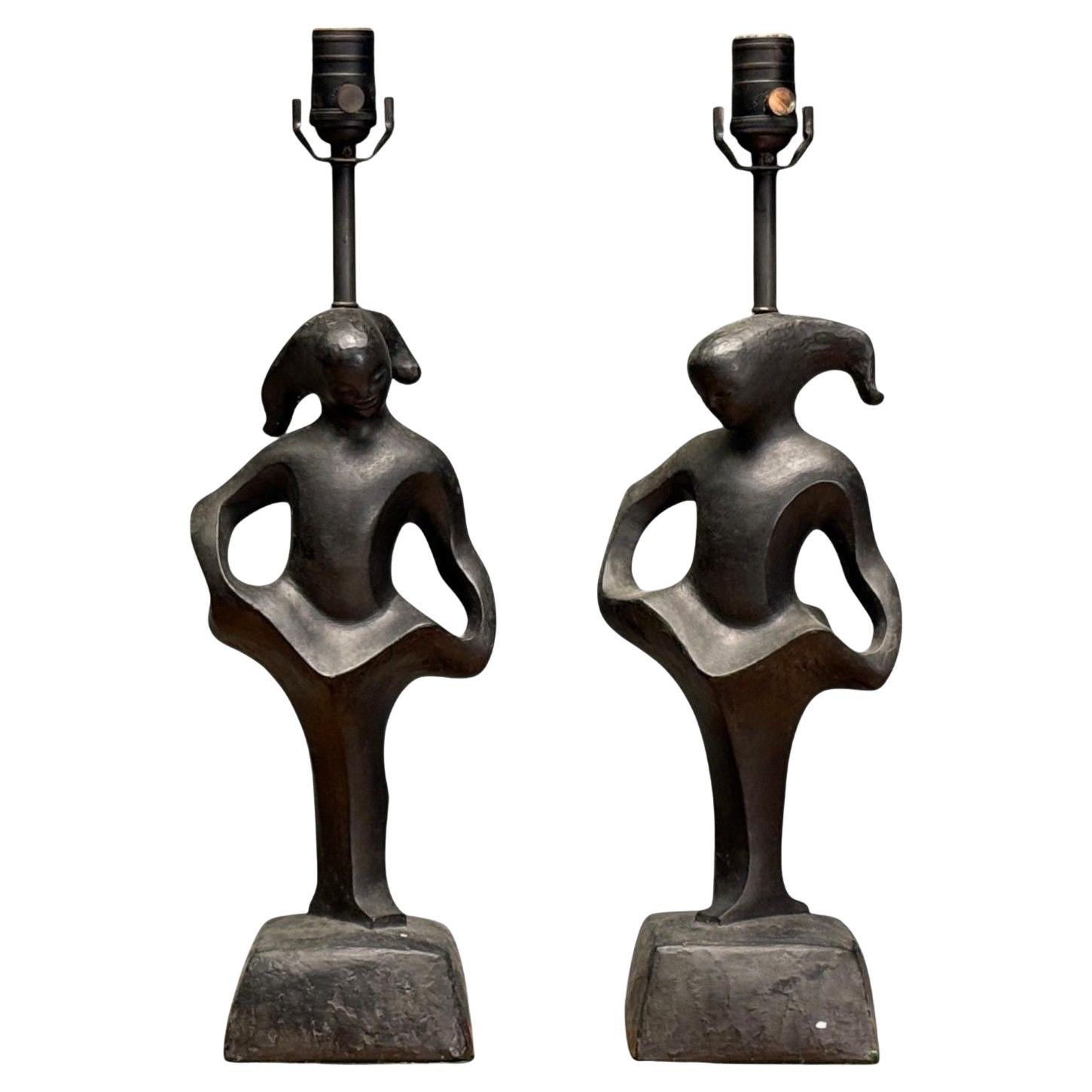 Rima, Mid-Century Modern, Bronze, Sculptural Table Lamps, USA, 1960s