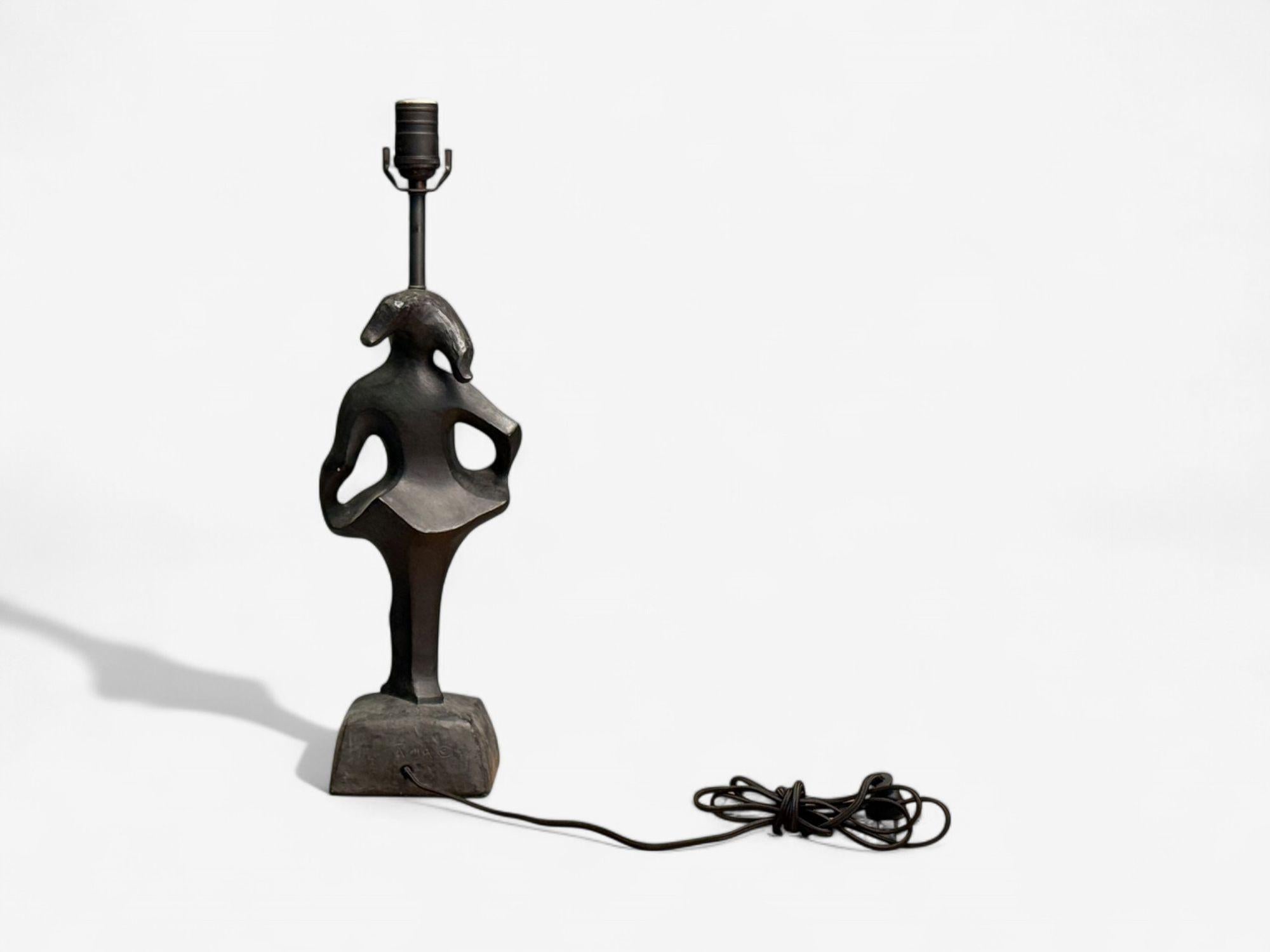 Rima, Moderna de mediados de siglo, Bronce, Lámparas de mesa escultóricas, EE.UU., Años 60 en venta 2