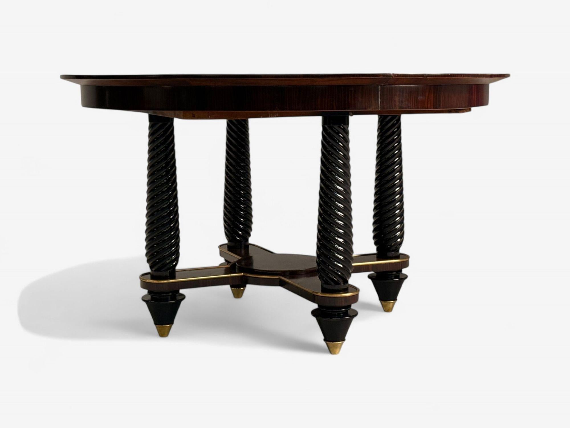 Late 20th Century Regency, Macassar, Ebony, Brass Inlay, Center Table, France, 1970s For Sale