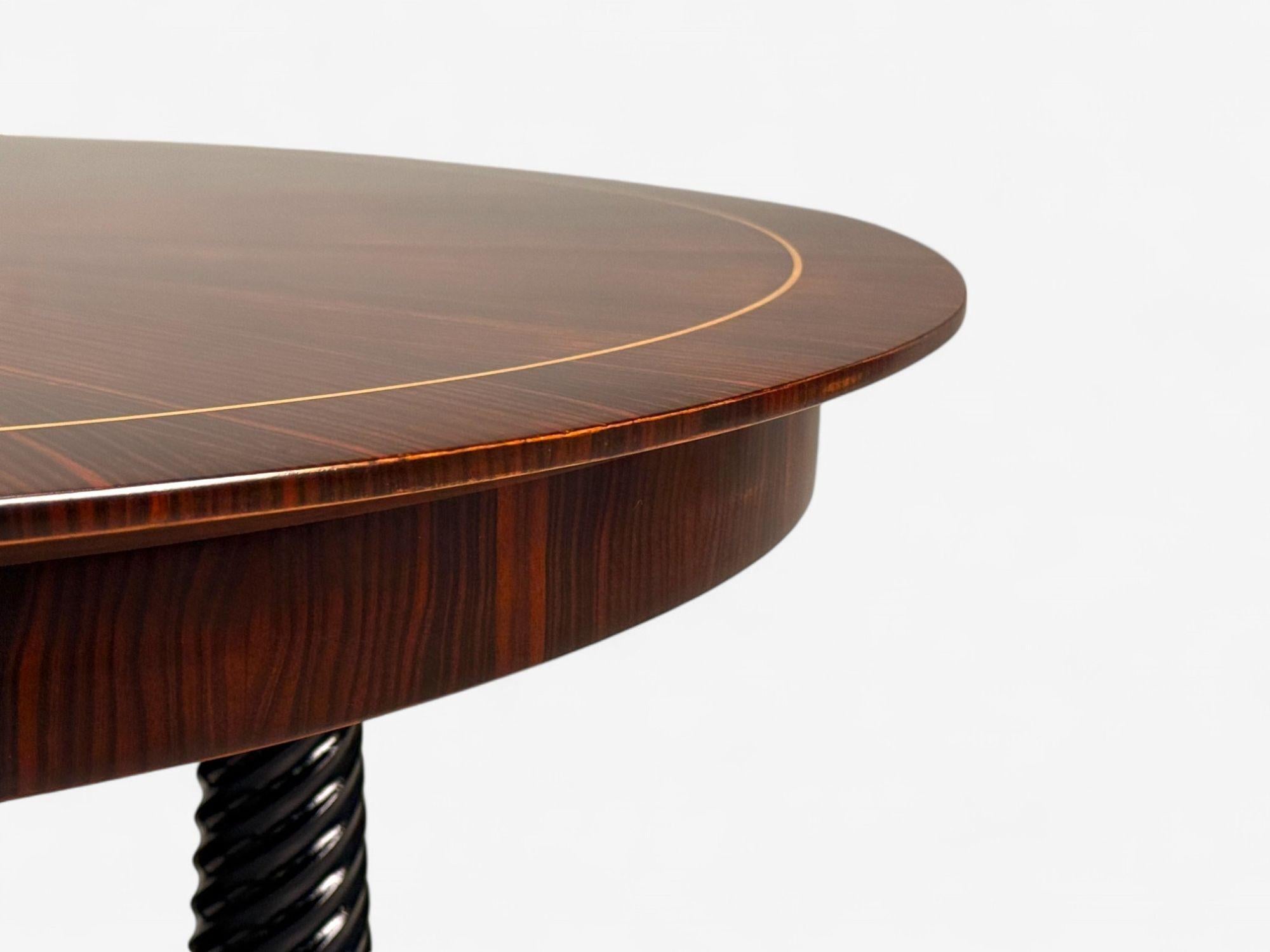 Regency, Macassar, Ebony, Brass Inlay, Center Table, France, 1970s For Sale 1