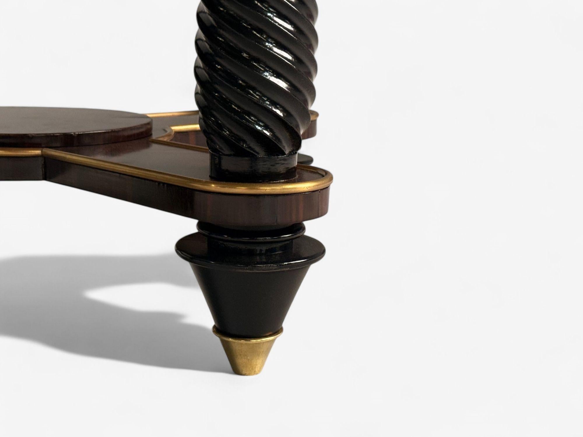 Regency, Macassar, Ebony, Brass Inlay, Center Table, France, 1970s For Sale 4