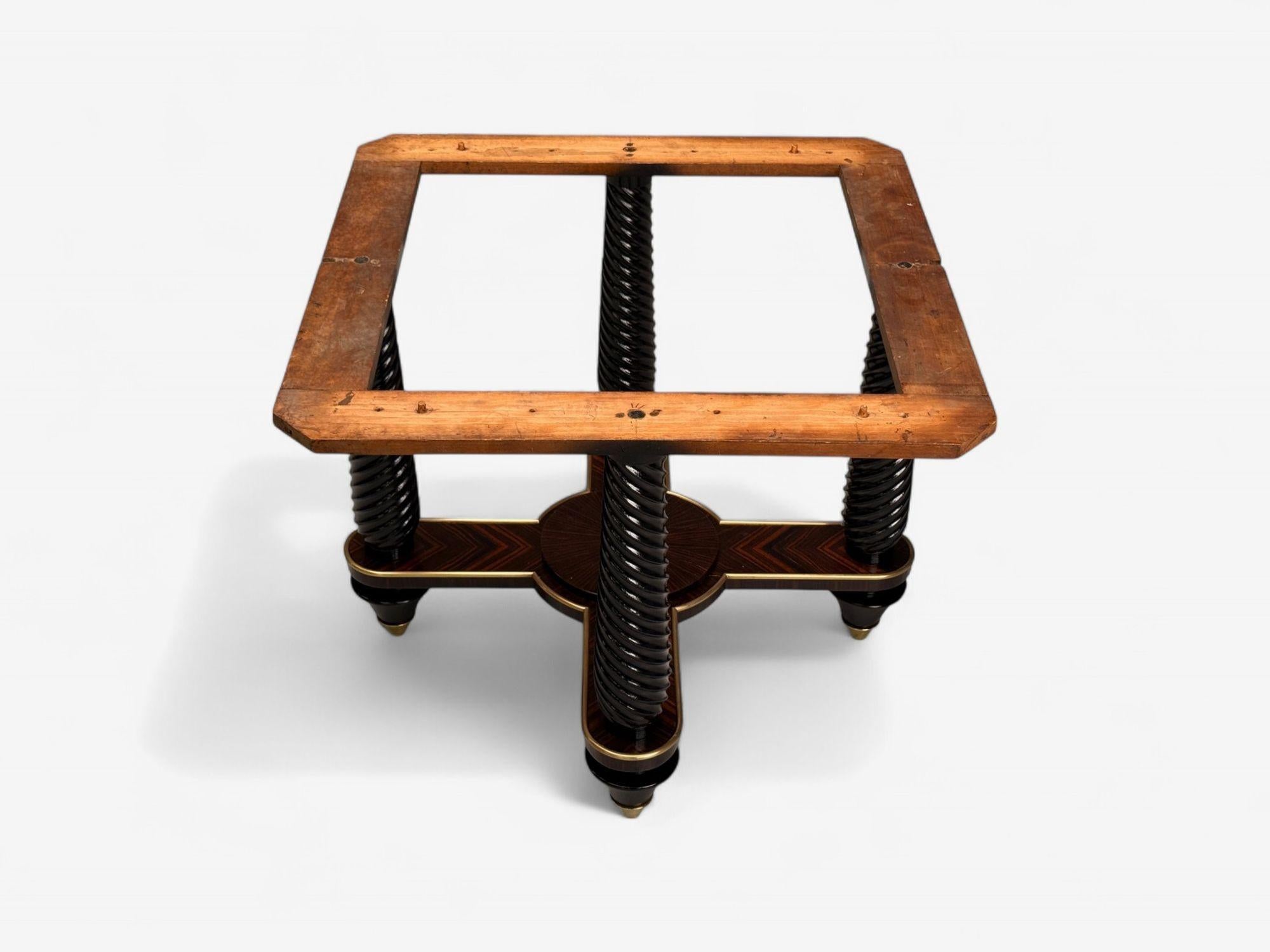 Regency, Macassar, Ebony, Brass Inlay, Center Table, France, 1970s For Sale 6