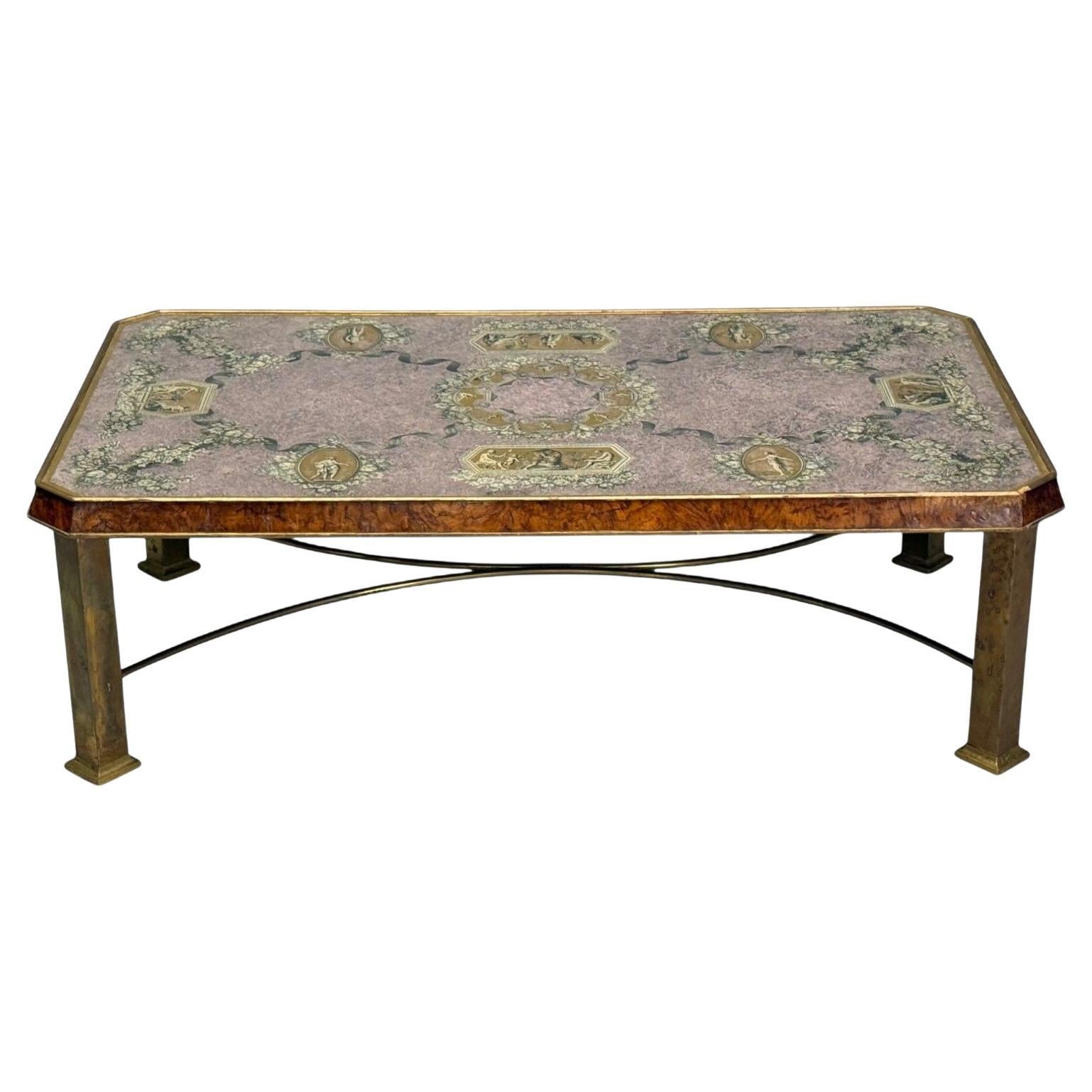 Italian Modern, Bronze, Burlwood, Monumental Coffee Table, Italy, 1940s