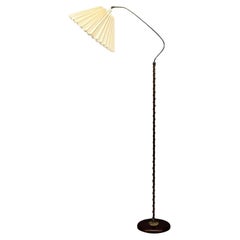 Lampadaire moderne suédois, laiton, tissu, Suède, années 1950