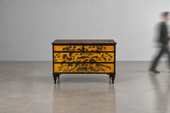 Max Kuehne, Hoja de Plata, Madera Pintada, Cómoda Rara, EEUU, Años 50