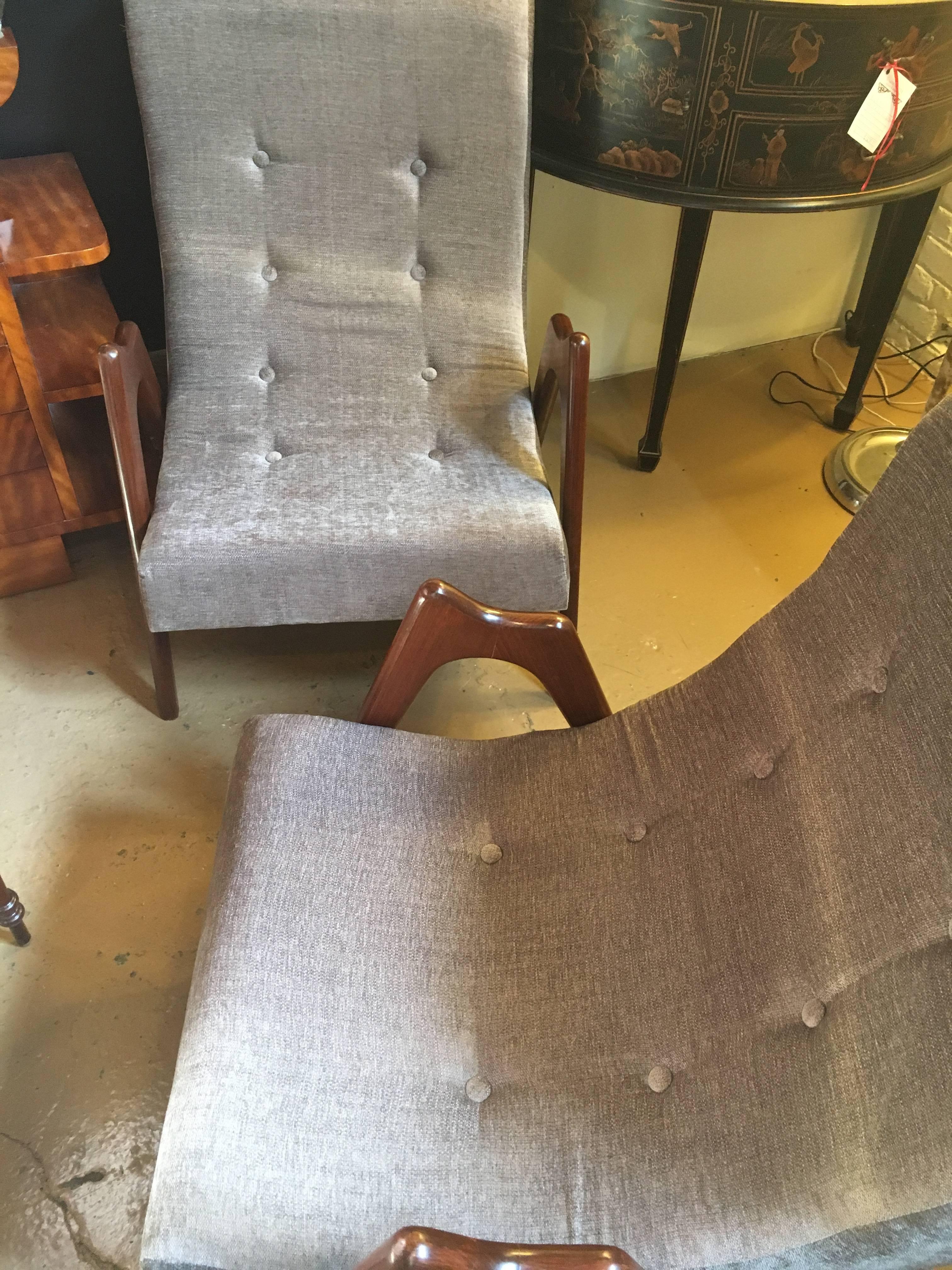 Pair of Newly Upholstered Mid-Century Modern Armchairs 4